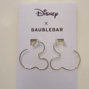 BaubleBar x Disney Mickey Mouse Gold Tone Outline Hoop Earrings new with tags